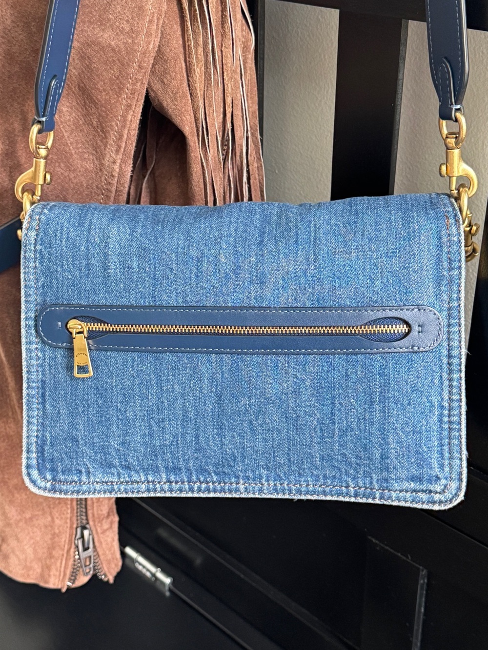 Coach Pillow Tabby 26 Denim Chain Shoulder Bag Large Blue Jean Crossbody - Picture 9 of 16